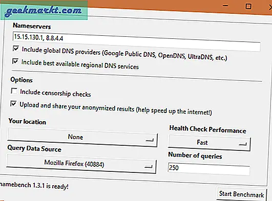 Anda tidak dapat memilih satu DNS secara acak dan berharap itu lebih cepat daripada yang disediakan oleh ISP Anda. Berikut adalah bagaimana Anda dapat menggunakan DNS Benchmarking Tools untuk menemukan server DNS tercepat di wilayah Anda.