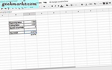 Cara Menambahkan Rumus CAGR ke Spreadsheet Google Spreadsheets